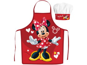 Dětská zástěra s čepicí Minnie Mouse Red Hearts